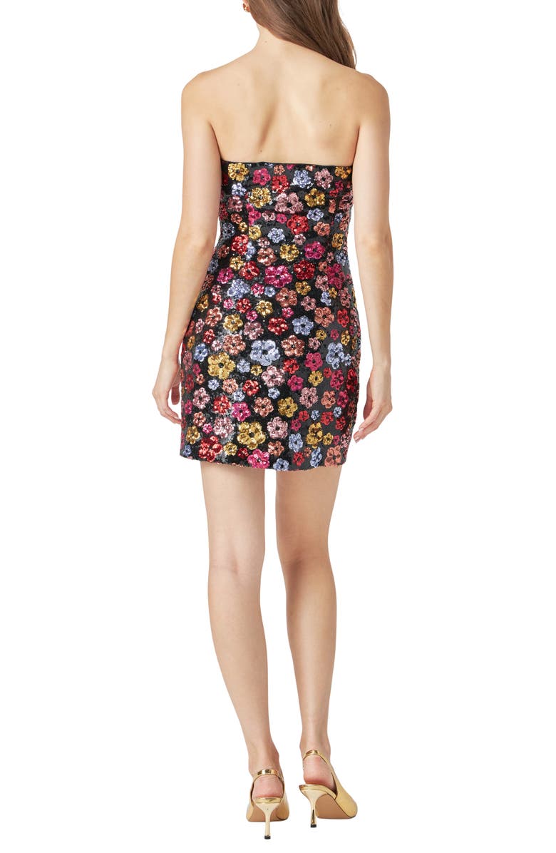 Endless Rose Floral Sequin Strapless Minidress, Alternate, color, Black Multi