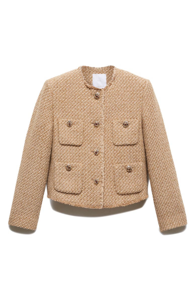 MANGO Embellished Button Tweed Jacket, Alternate, color, 