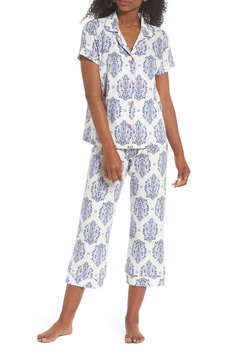 BedHead Crop Pajamas, Main, color, NAVY PAISLEY