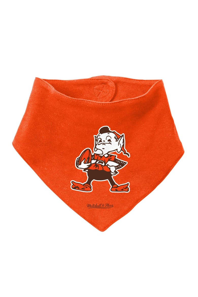 Newborn & Infant Mitchell & Ness Orange/Brown Cleveland Browns Throwback Big Score Bodysuit, Bib & Bootie Set, Alternate, color, Orange
