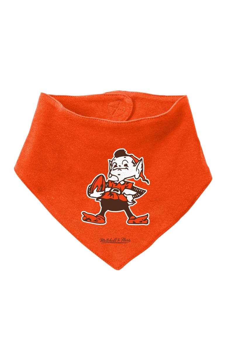 Mitchell & Ness Newborn & Infant Mitchell & Ness Orange/Brown Cleveland Browns Throwback Big Score Bodysuit, Bib & Bootie Set, Alternate, color, Orange
