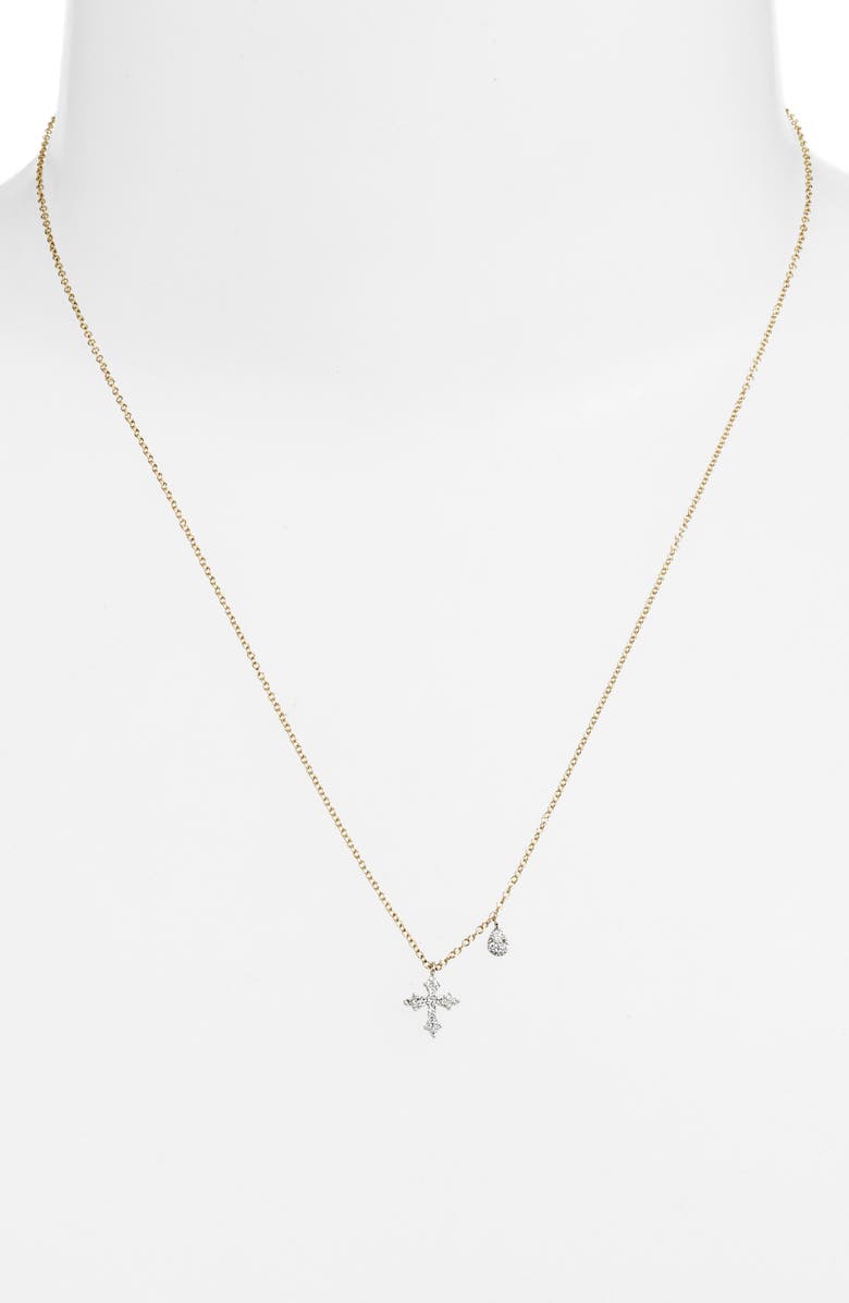 Meira T Diamond Cross Pendant Necklace, Alternate, color, Yellow