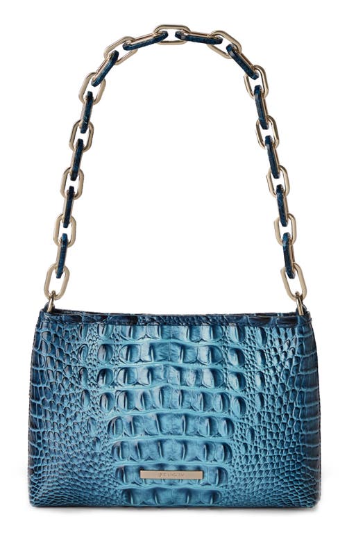 Brahmin Mod Lorelei Tiger Stripe Croc Embossed Leather Shoulder Bag In Blue