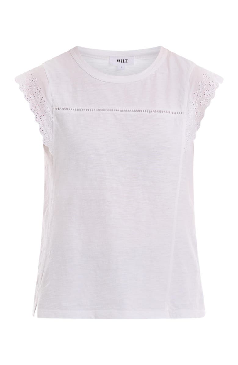 Wilt Eyelet Cap Sleeve Tee, Alternate, color, White