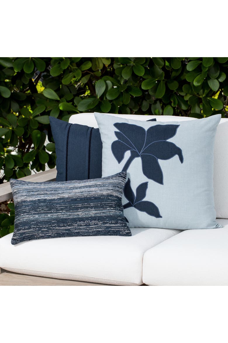 Botanica Handmade Embroidered Applique Indoor & Outdoor Woven Accent Pillow, Alternate, color, Lily