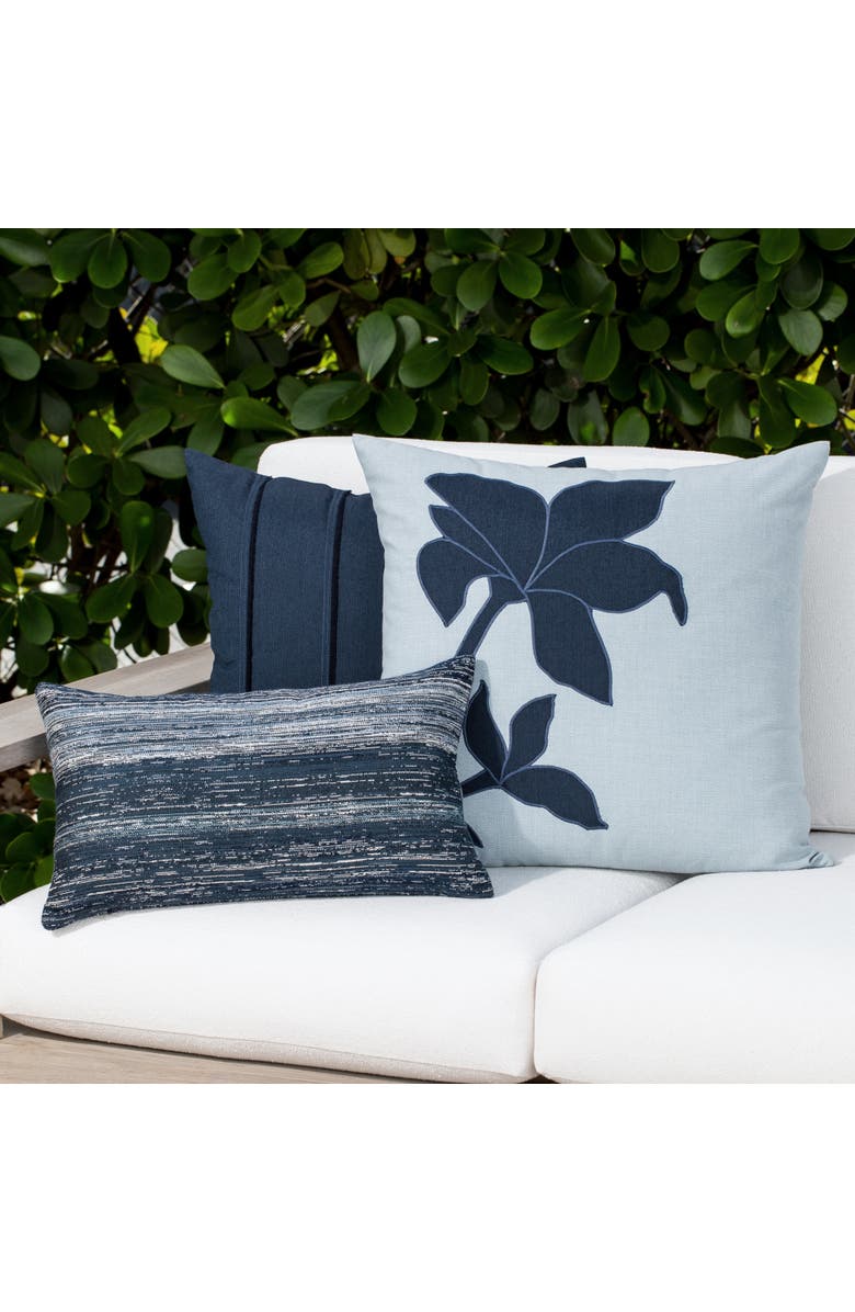 Elaine Smith Botanica Handmade Embroidered Applique Indoor & Outdoor Woven Accent Pillow, Alternate, color, Lily