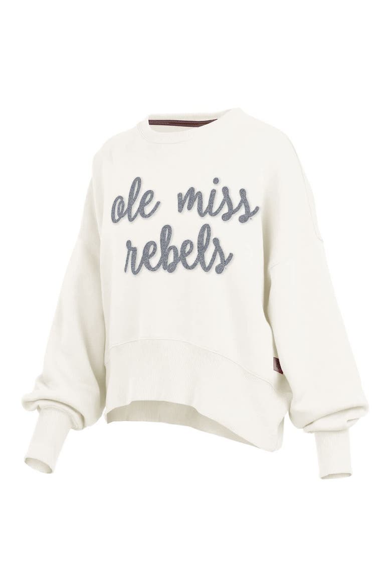 Women's Pressbox Cream Ole Miss Rebels Chelsea Oversized Pullover Sweatshirt, Alternate, color, Cream