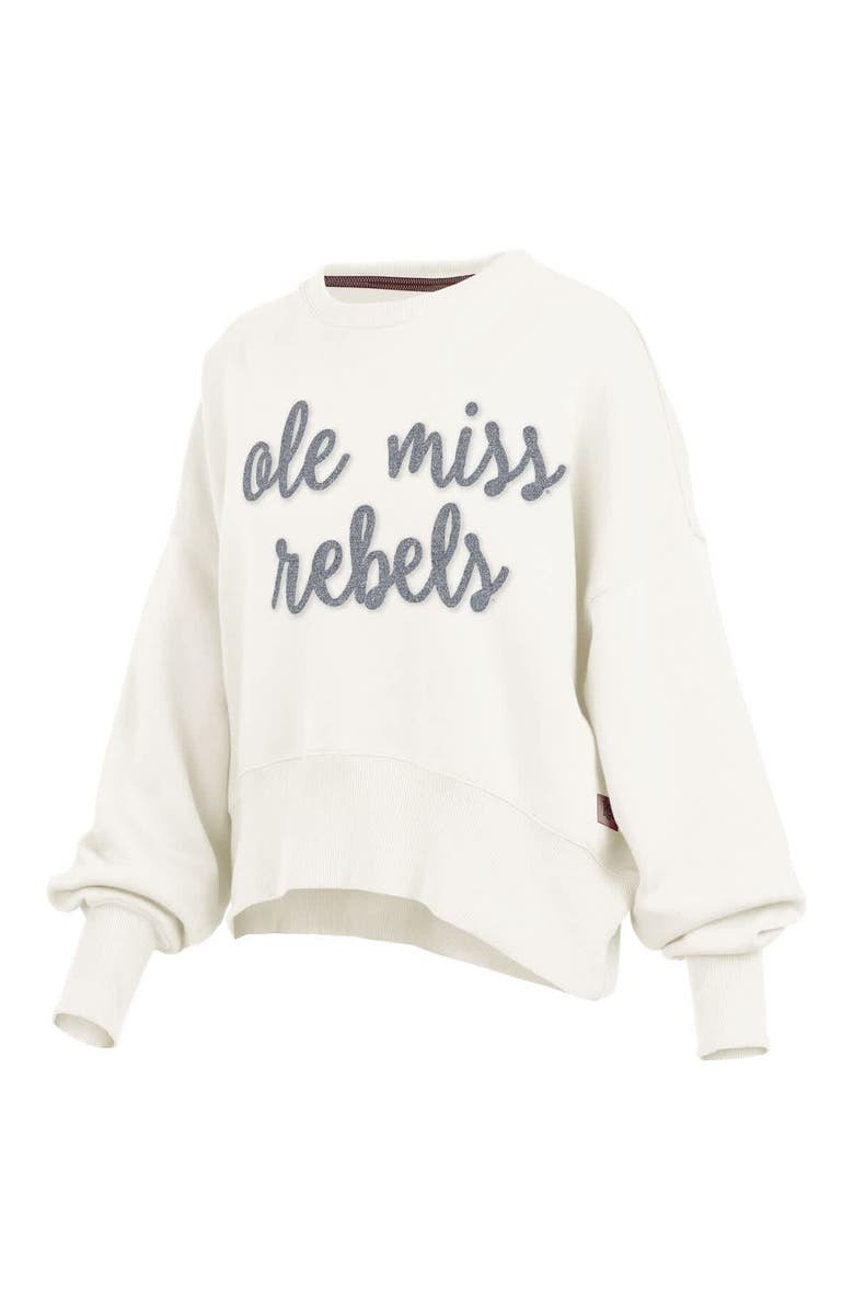 PRESSBOX Women's Pressbox Cream Ole Miss Rebels Chelsea Oversized Pullover Sweatshirt, Alternate, color, 