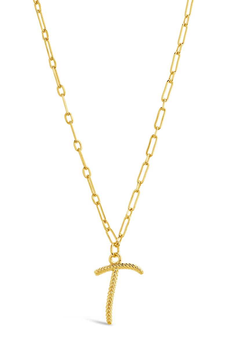 Textured Initial Pendant Necklace, Alternate, color, GOLD-T