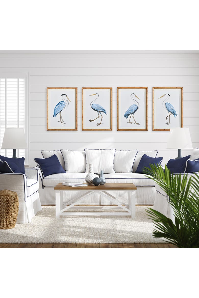 Elegant Blue Heron Framed Wall Art Set of 4, Alternate, color, Blue