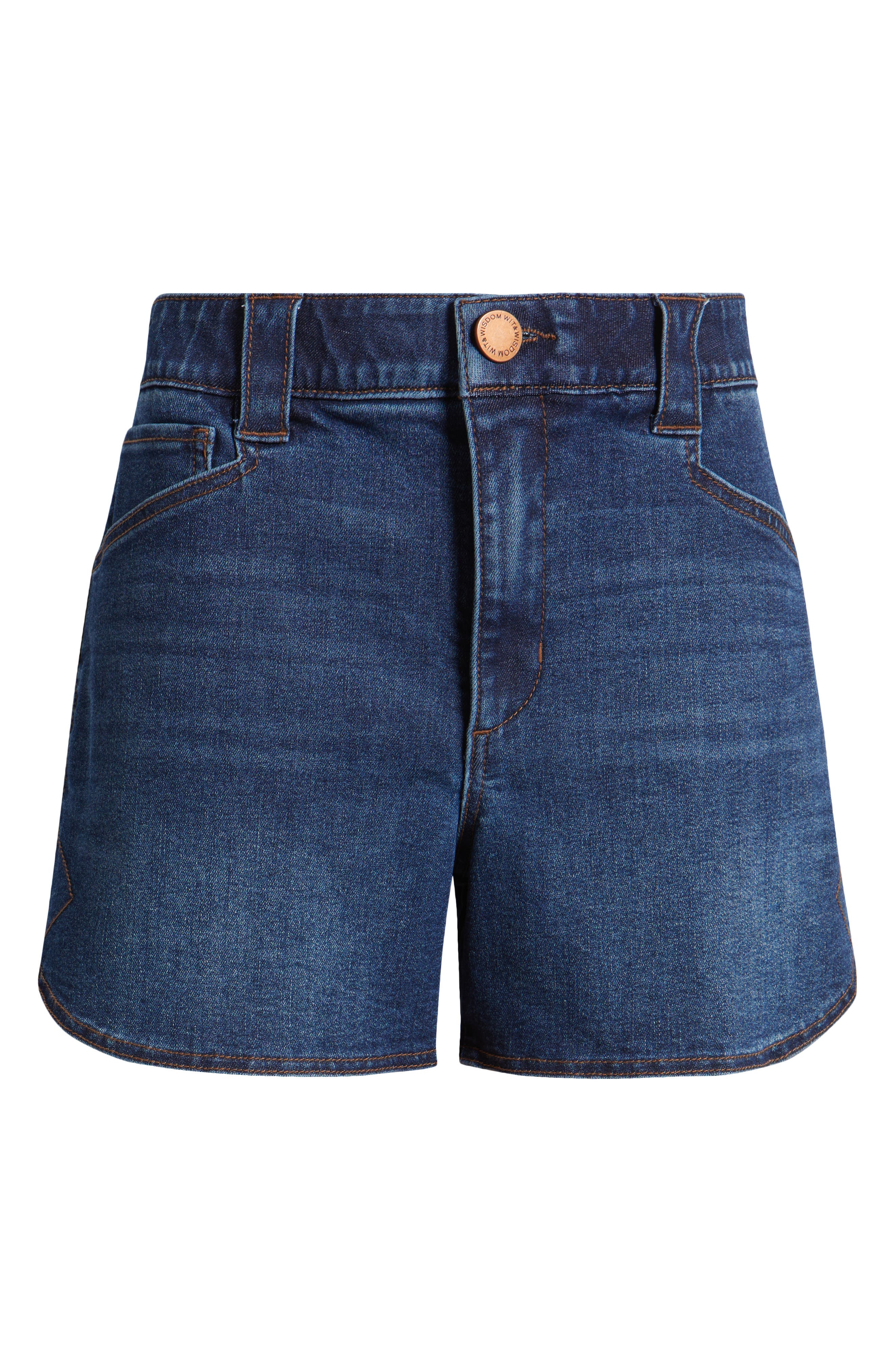 Wit & Wisdom Skyrise Dolphin Hem Denim Shorts (Women) | Nordstrom