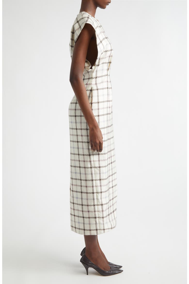 The Keaton Windowpane Plaid Virgin Wool & Silk Midi Dress, Alternate, color, WINDOWPANE PLAID