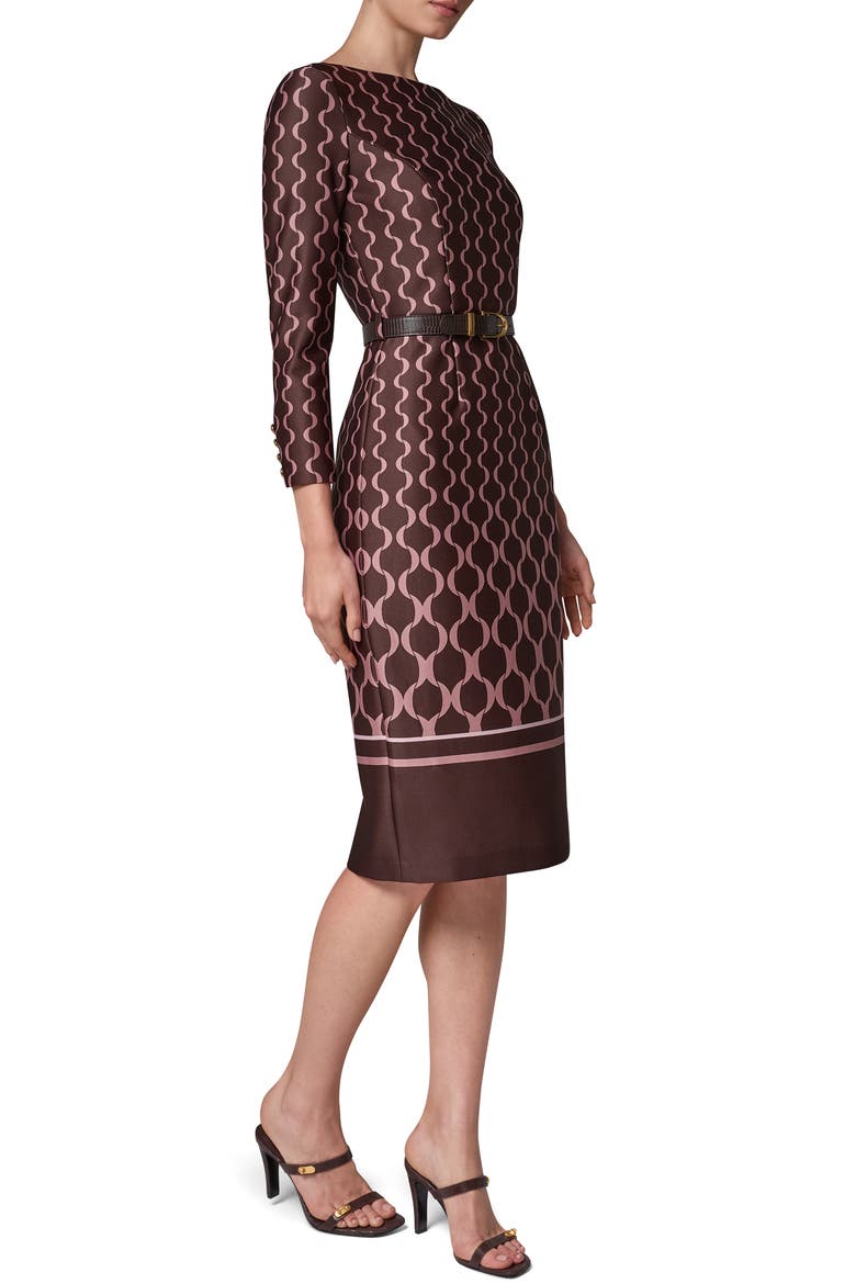 Chain Link Print Sheath Dress, Alternate, color, ESPRES MUL