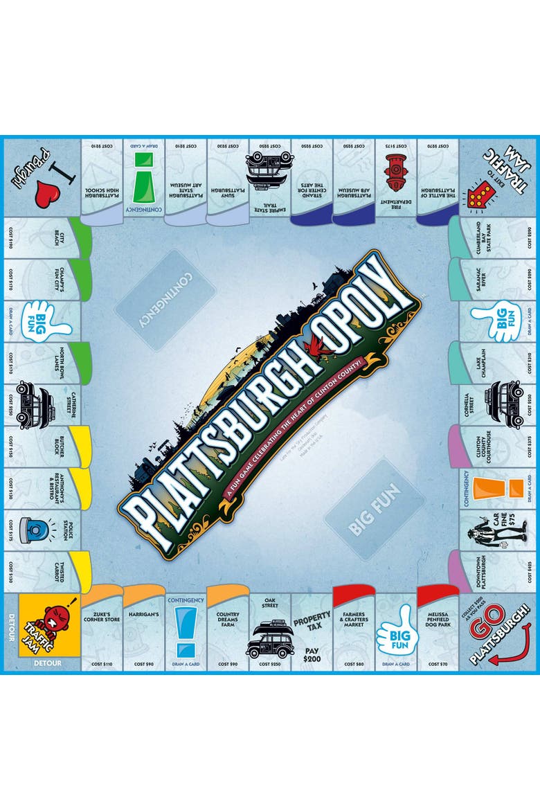 Plattsburgh Opoly Board Game, Alternate, color, Multicolored