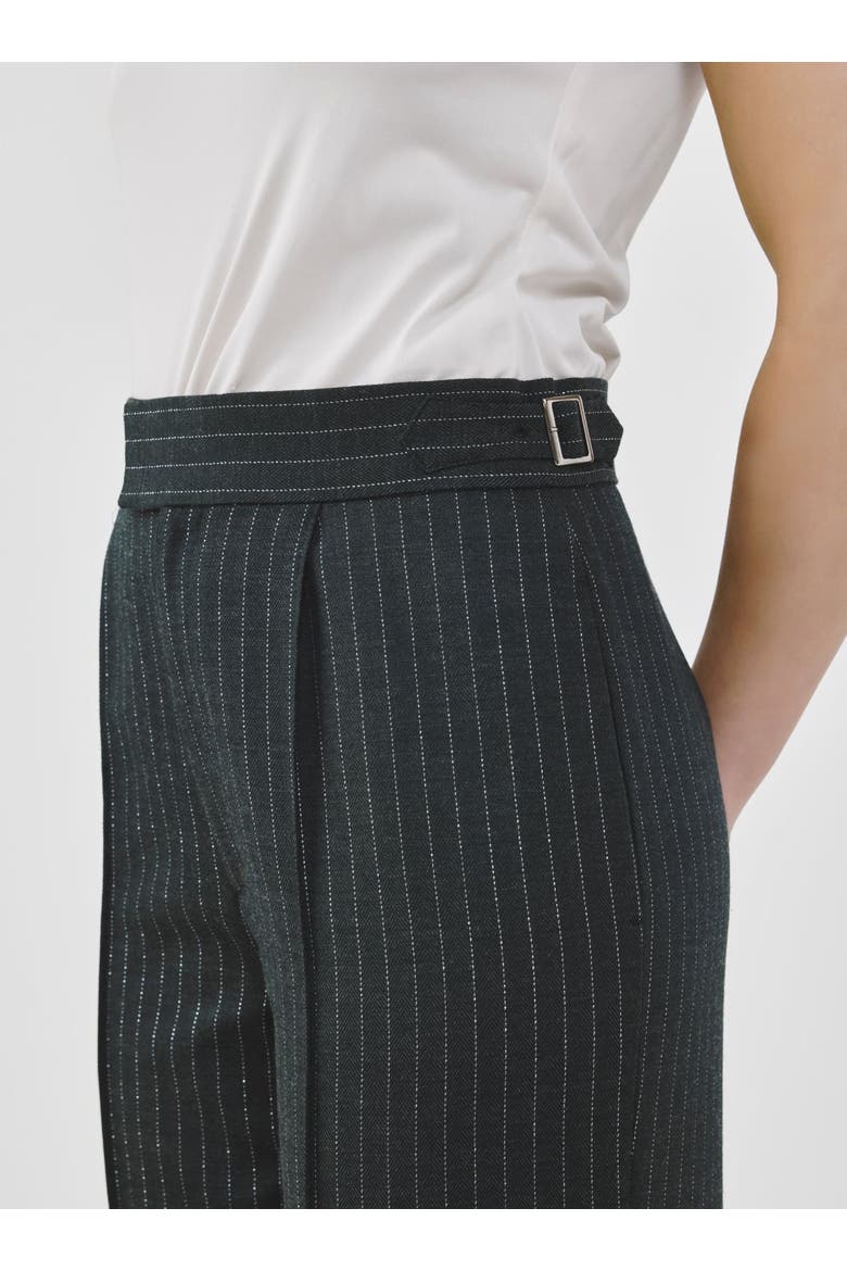 Pinstripe High-Waist Tailored Pants, Alternate, color, Charcoal Grey