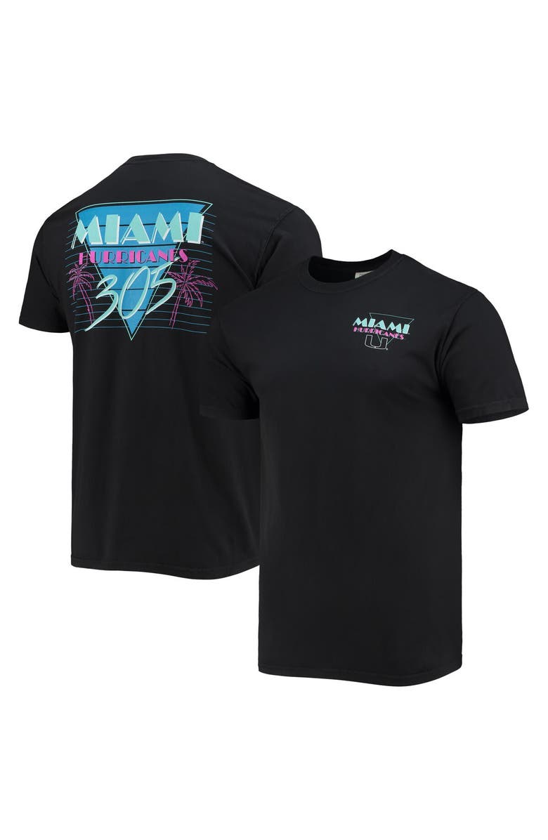 IMAGE ONE Men's Black Miami Hurricanes Miami Vice 305 Comfort Color T-Shirt, Main, color, 