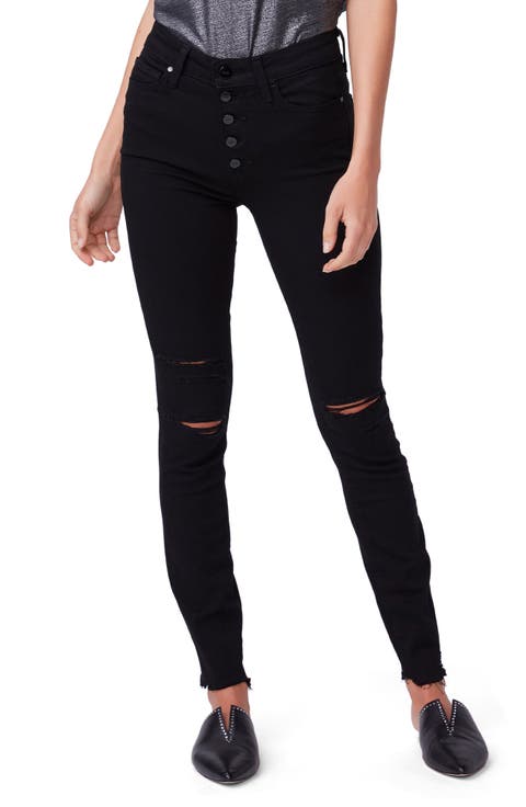 Margot High Waist Button Fly Distressed Skinny Jeans