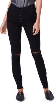 PAIGE Margot High Waist Button Fly Distressed Skinny Jeans