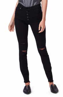 PAIGE Margot High Waist Button Fly Distressed Skinny Jeans