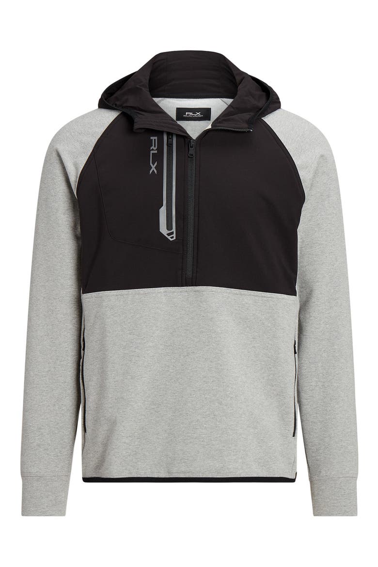Techy Terry Half Zip Hoodie, Alternate, color, ANDOVER HEATHER/ POLO BLACK