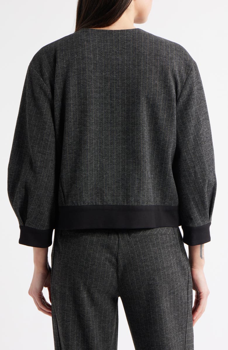 Wit & Wisdom Barrel Sleeve Herringbone Crop Jacket, Alternate, color, Charcoal Wheat Multi