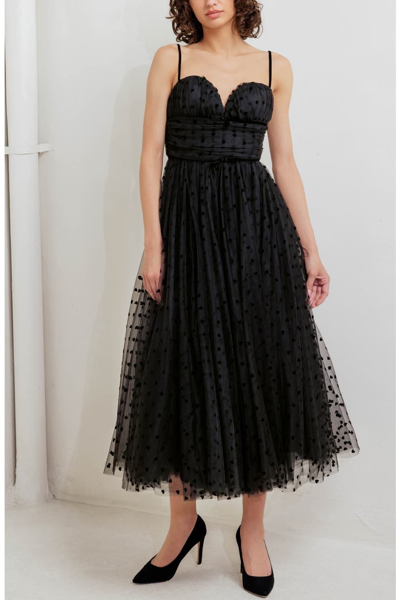 Tulle Midi Dress, Alternate, color, BLACK