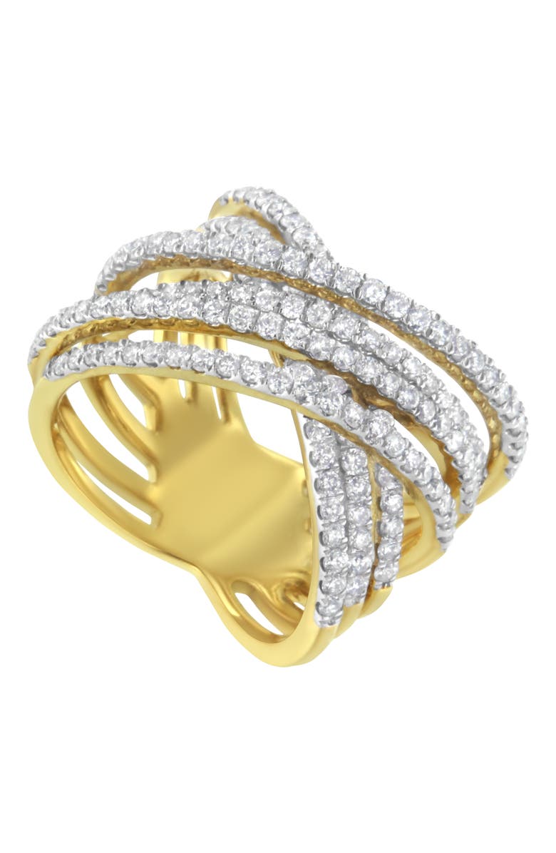 Haus of Brilliance 10KT Yellow Gold 1 5/8 cttw Diamond Bypass Ring, Alternate, color, Yellow