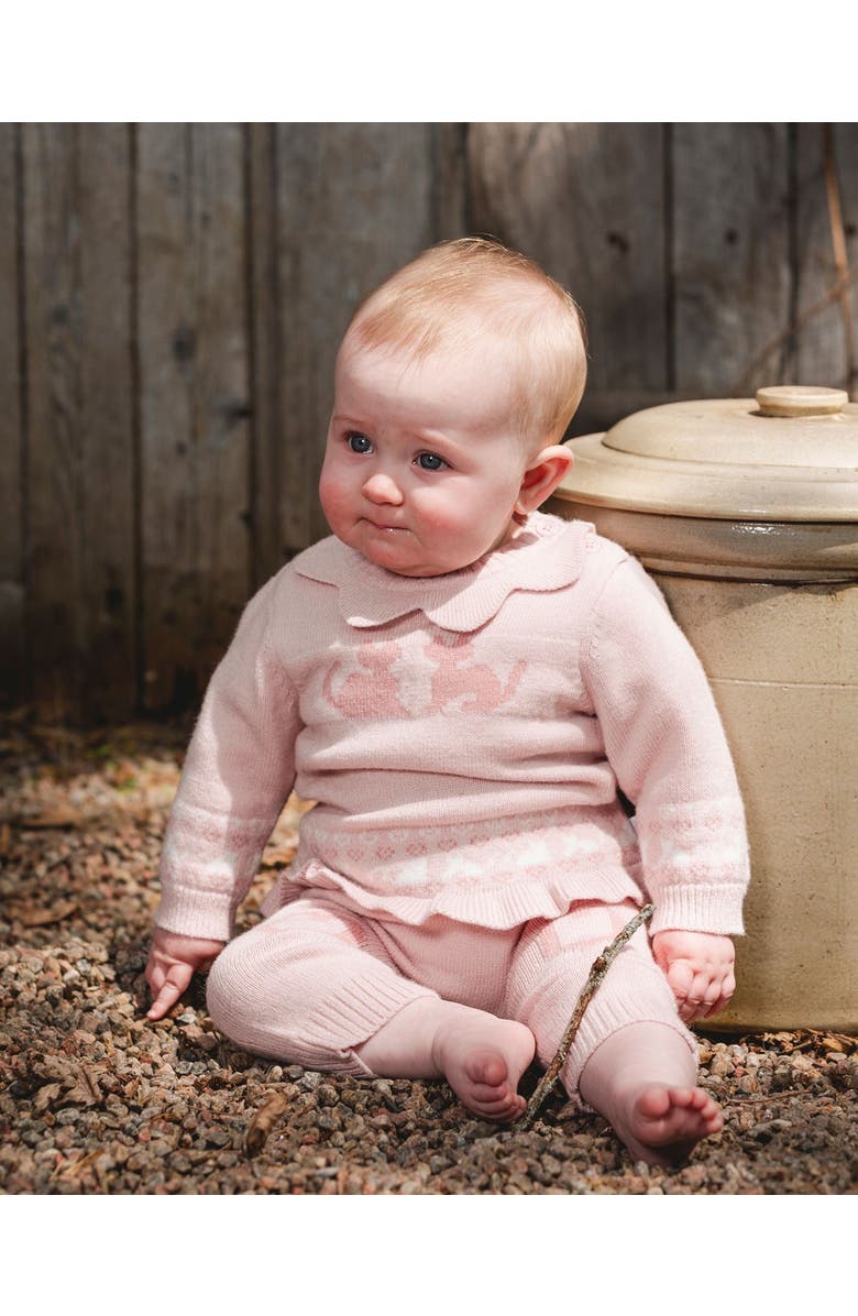 Deux par Deux Girl Knitted Top and Pant Set, Main, color, Light Pink