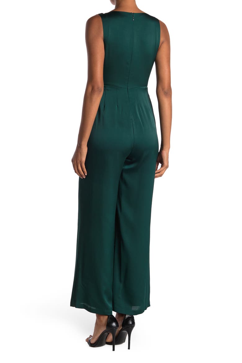 V-Neck Sleeveless Ruffled Jumpsuit, Alternate, color, EMERALD