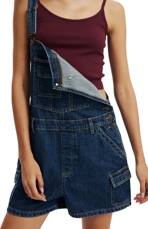 Cotton On Short Denim Overall In Nordic Blue Cargo