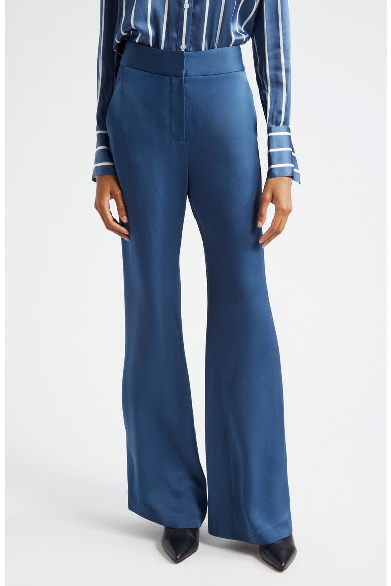 Lebone Satin Wide Leg Pants, Main, color, BLUE STONE