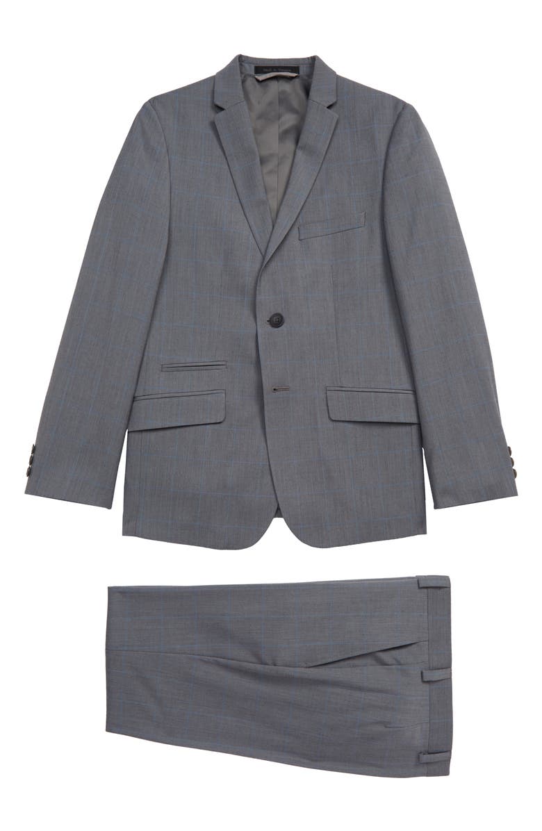 Andrew Marc Windowpane Skinny Fit Suit, Main, color,