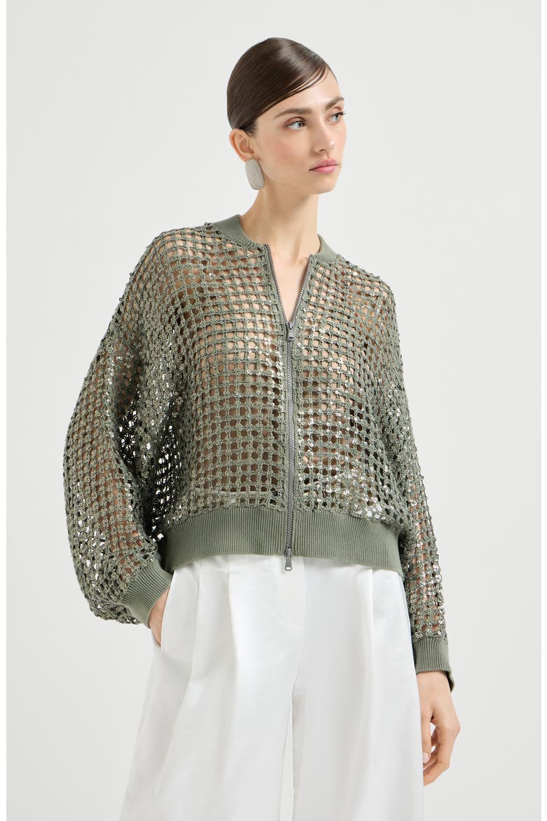 Dazzling Net Embroidery cardigan, Main, color, Green