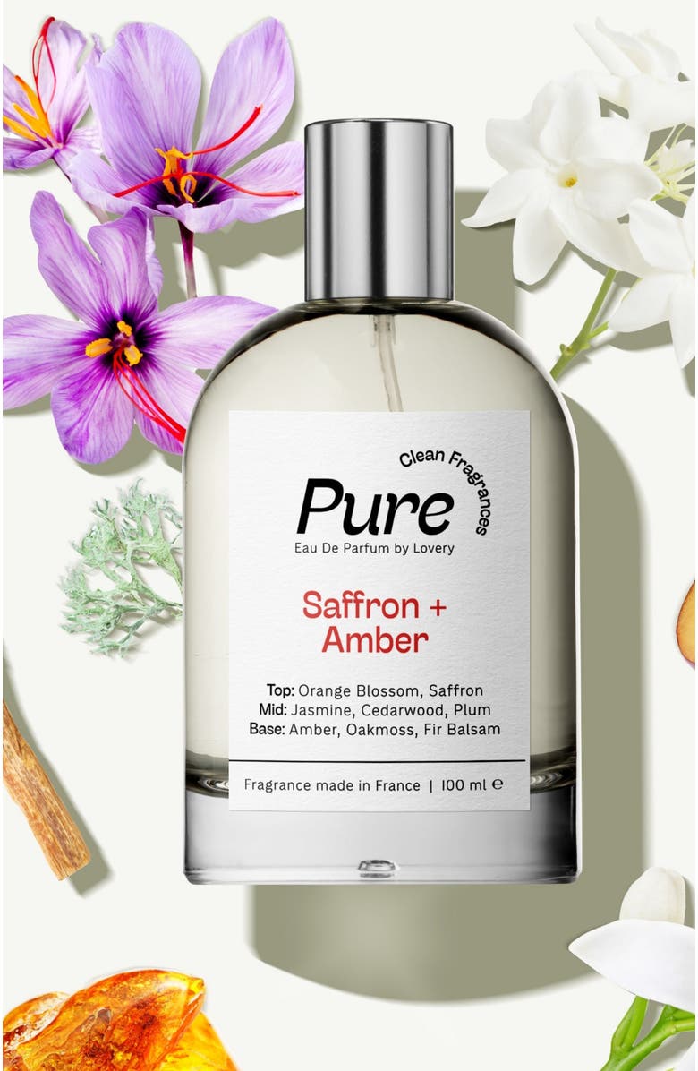 Lovery Pure Saffron and Amber Eau de Parfum, Made in France, 3.4 oz, Main, color, Silver, White, Cream, Black