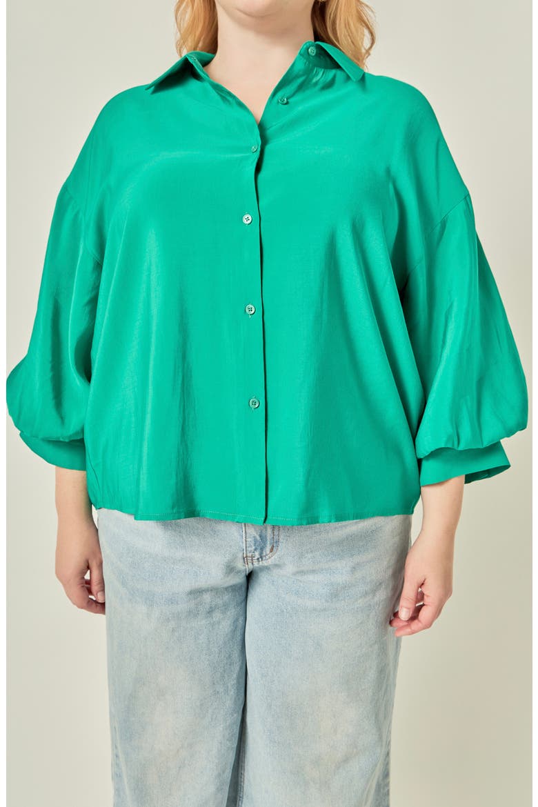 Balloon Sleeve Shirt, Alternate, color, KELLY GREEN