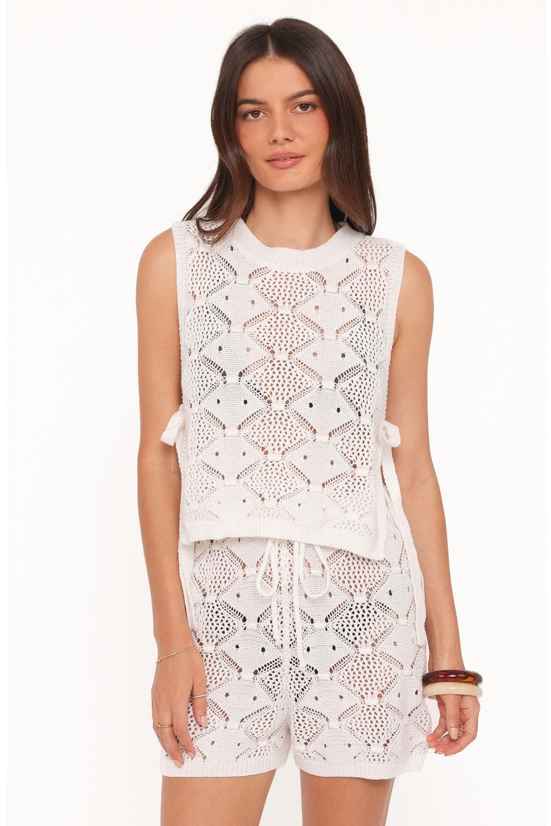 Ysabel Pointelle Knit Top & Shorts Set, Alternate, color, CREAM