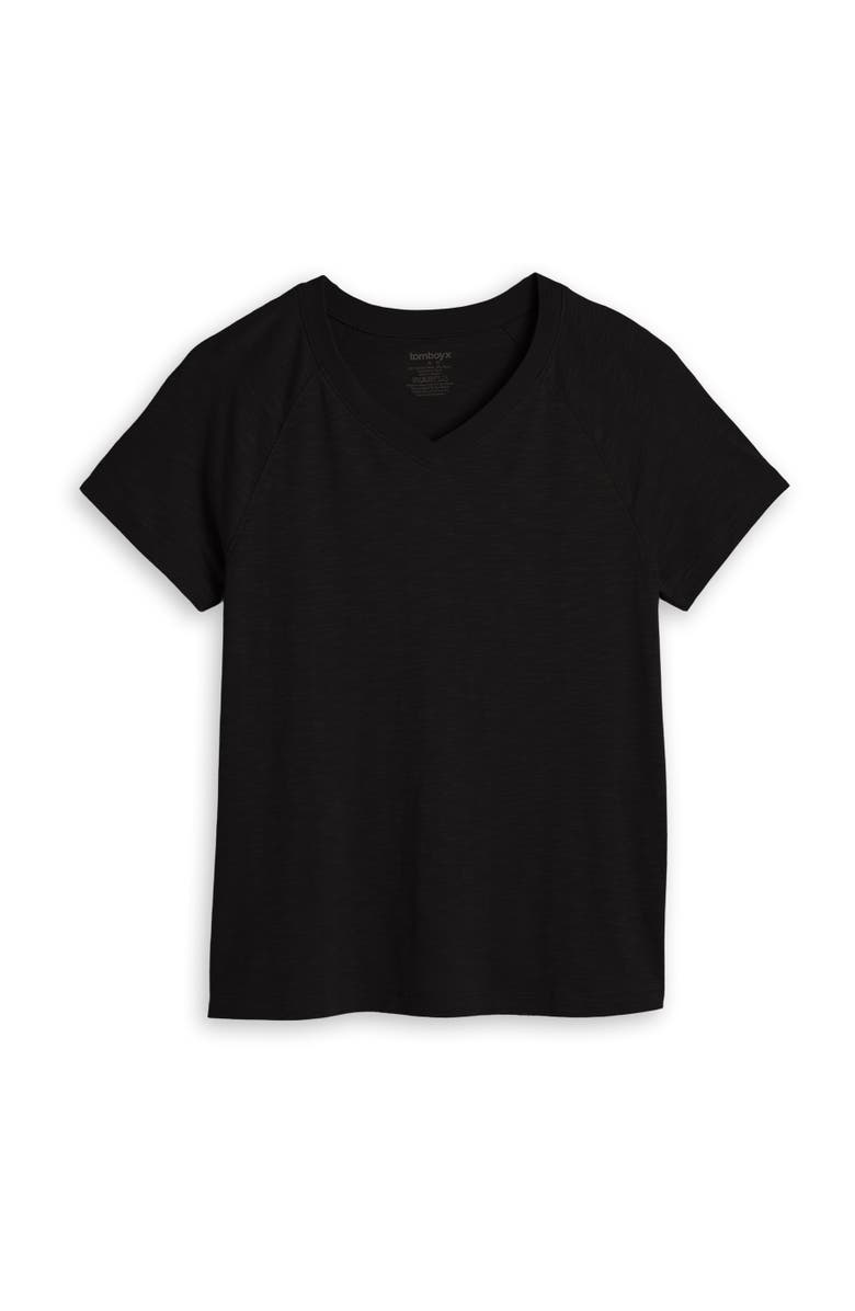 TomboyX Jersey Slub Raglan V-Neck T-Shirt, Alternate, color, Black