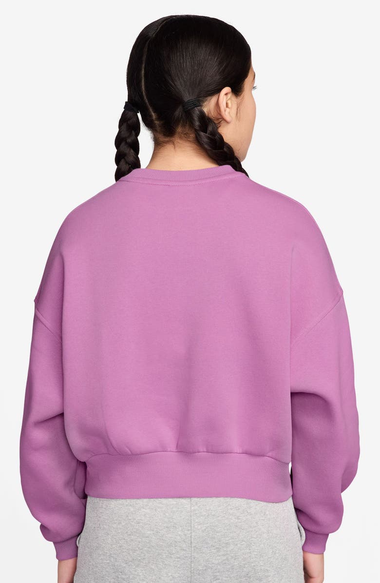 Nike Kids' Sportswear Club Fleece Crewneck Sweatshirt, Alternate, color, Light Magenta/ White