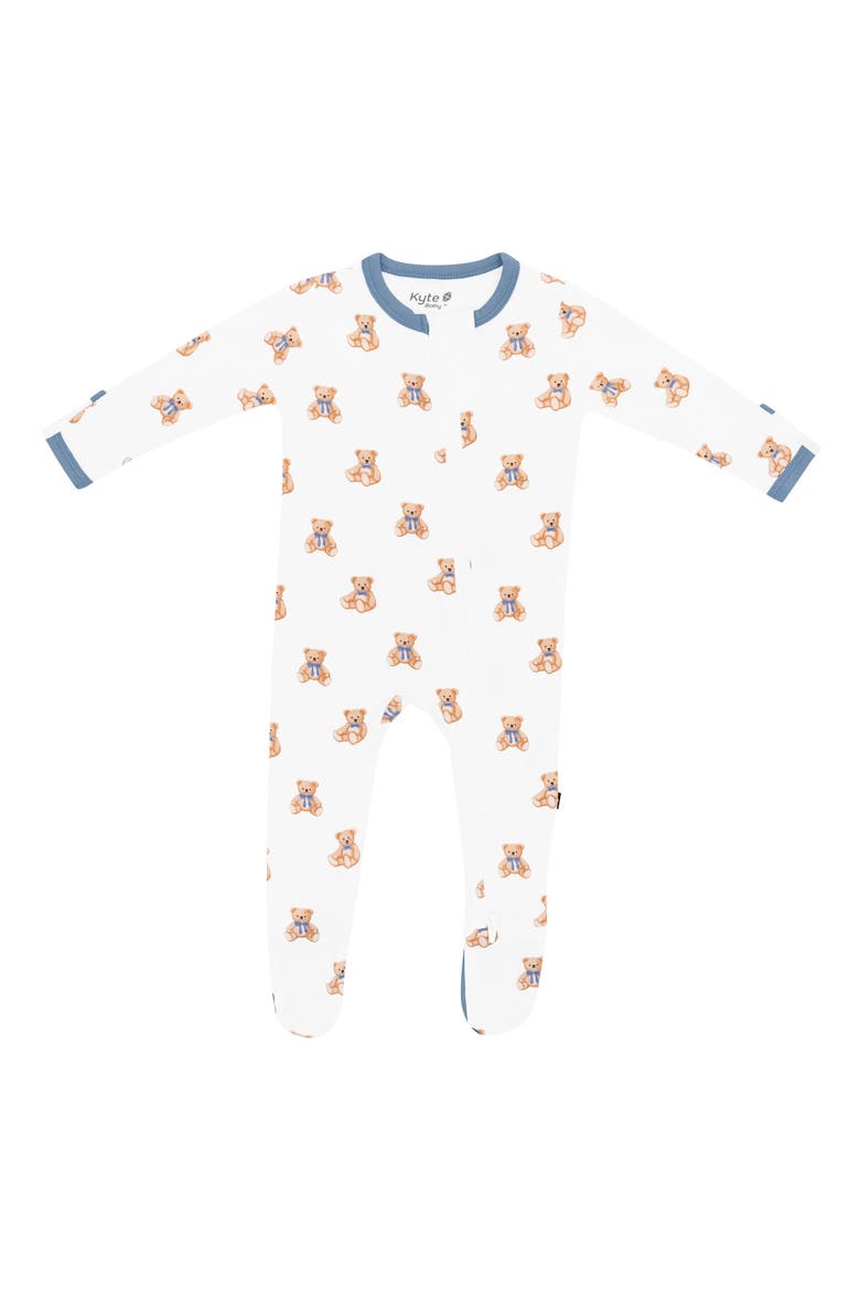 Teddy Bear Zip-Up Footie, Main, color, TEDDY BEAR