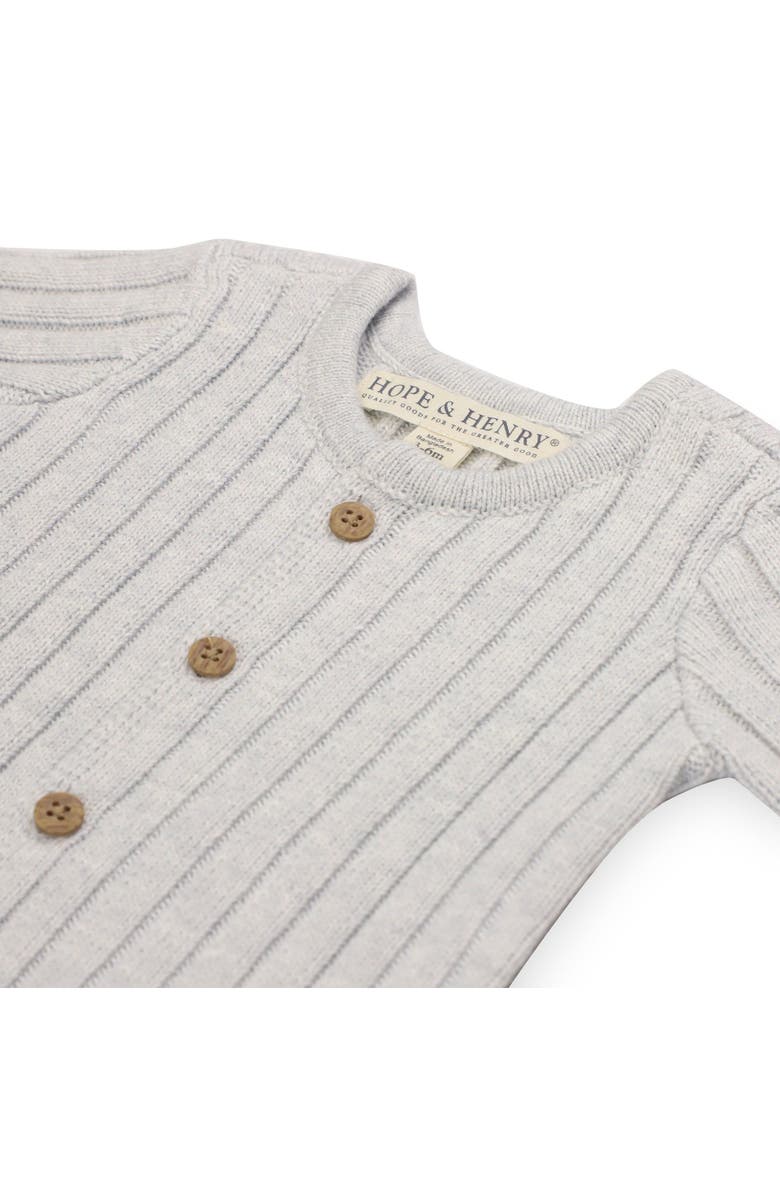 Hope & Henry Baby Shortie Sweater Romper, Infant, Alternate, color, Light Gray Heather Rib