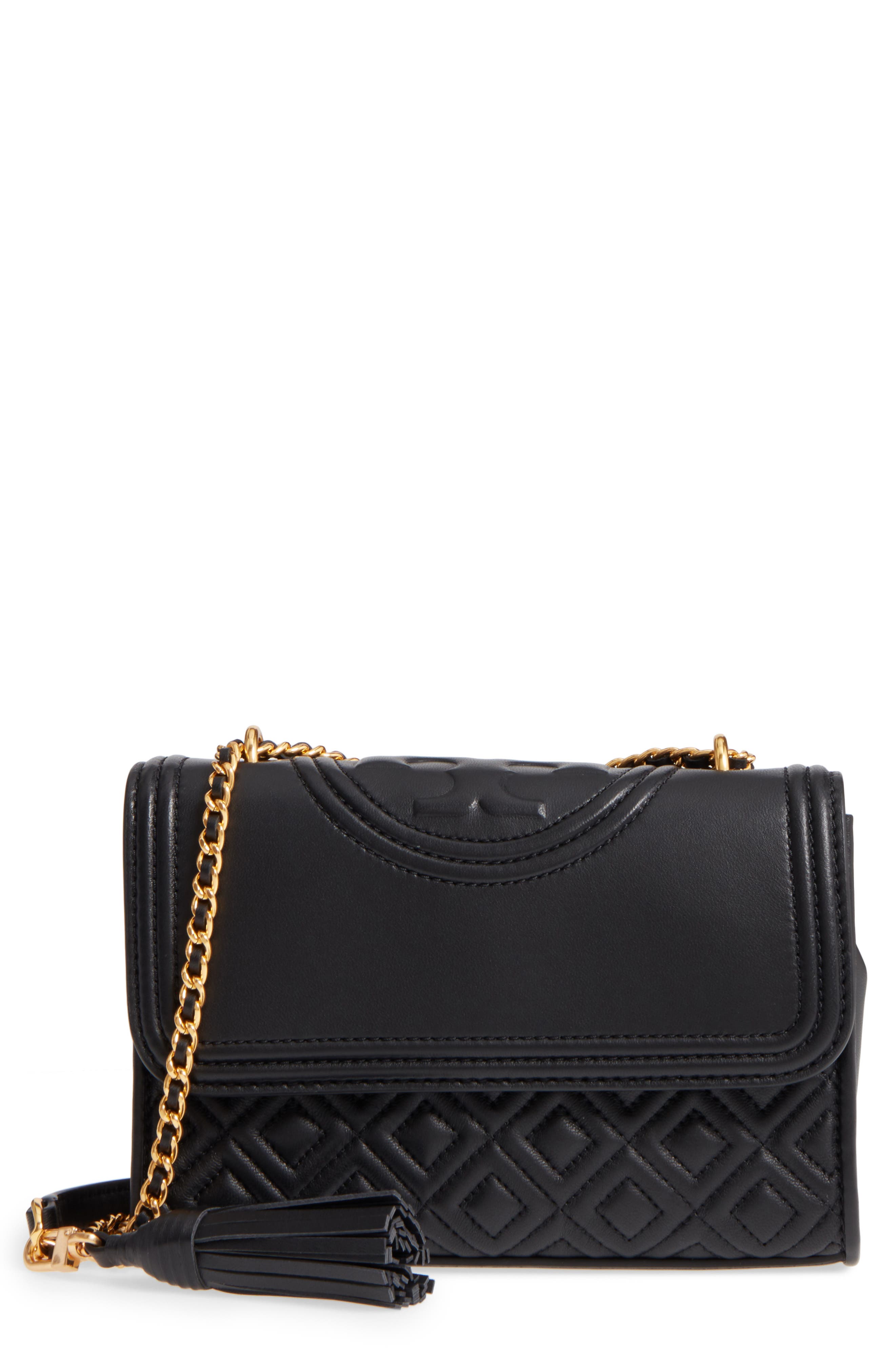 Small Fleming Leather Convertible Shoulder Bag, Main, color, BLACK