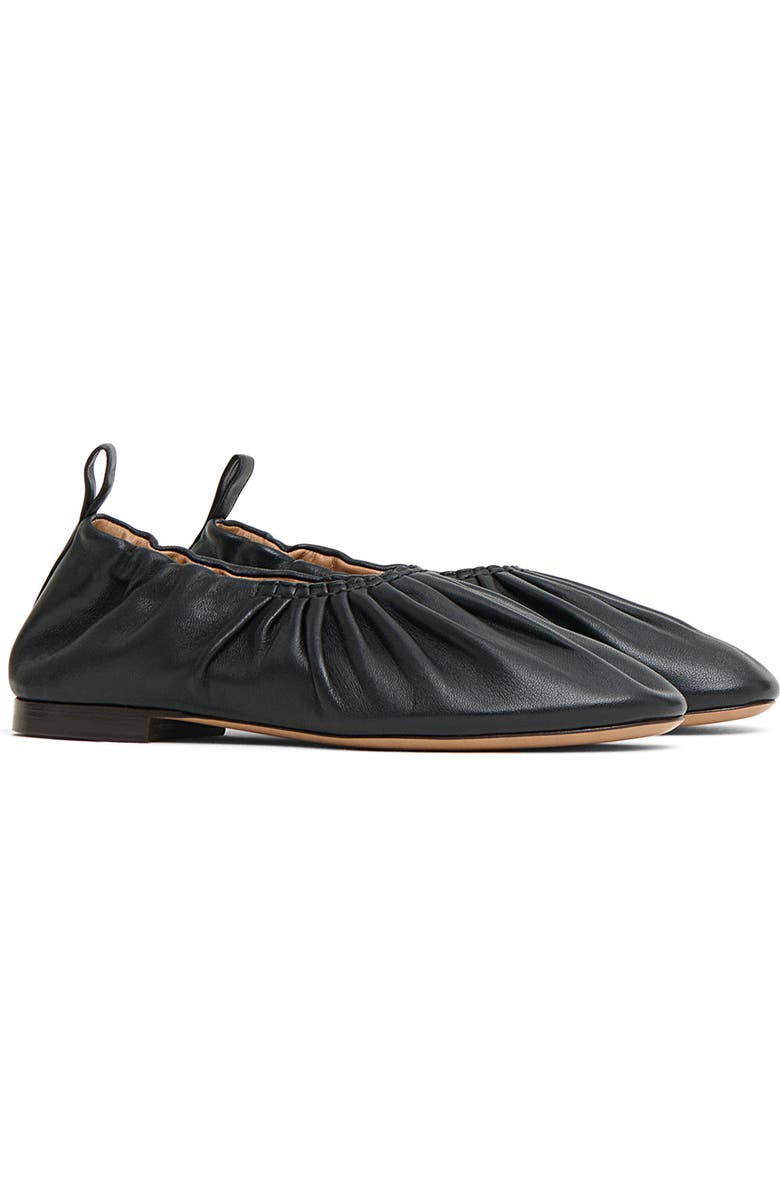 Mansur Gavriel Ruched Ballerina Flat, Main, color, Black