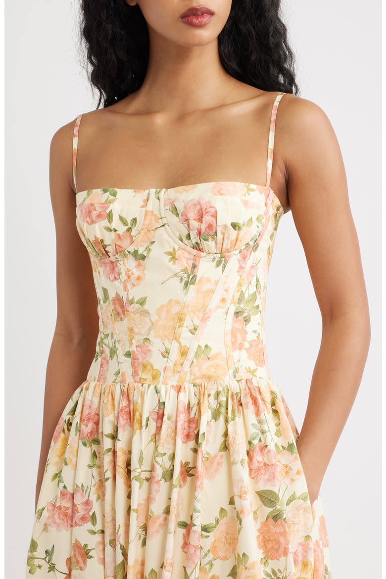 Rona Floral Stretch Cotton Maxi Sundress, Alternate, color, WARM ROSE PRINT