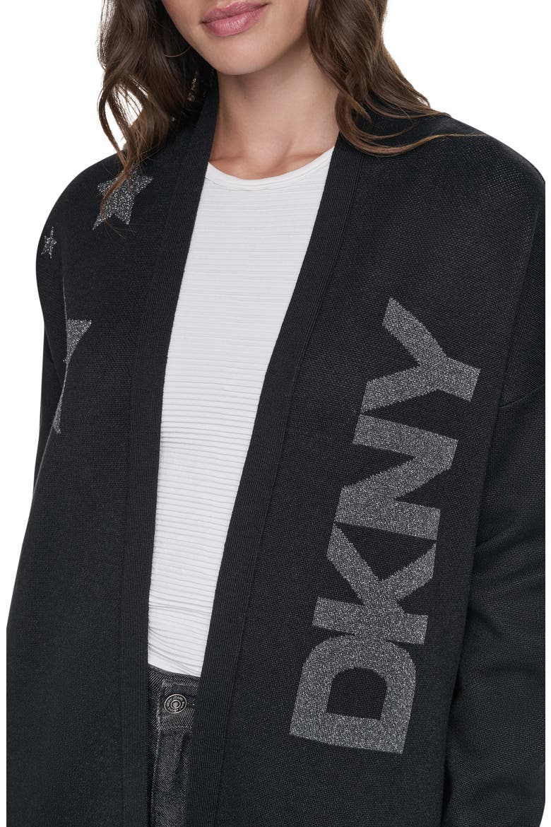 Metallic Oversize Open Front Cardigan, Alternate, color, BLACK