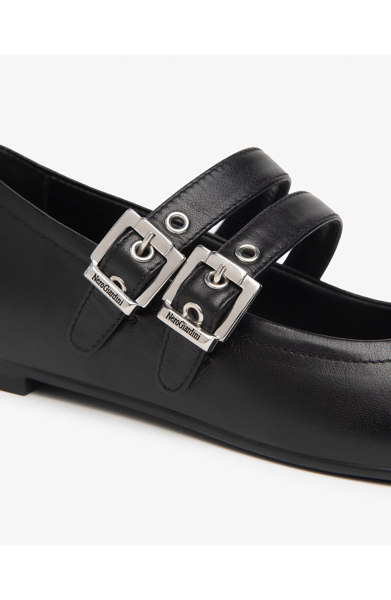 NeroGiardini Double Strap Ballet Flat, Alternate, color, Black