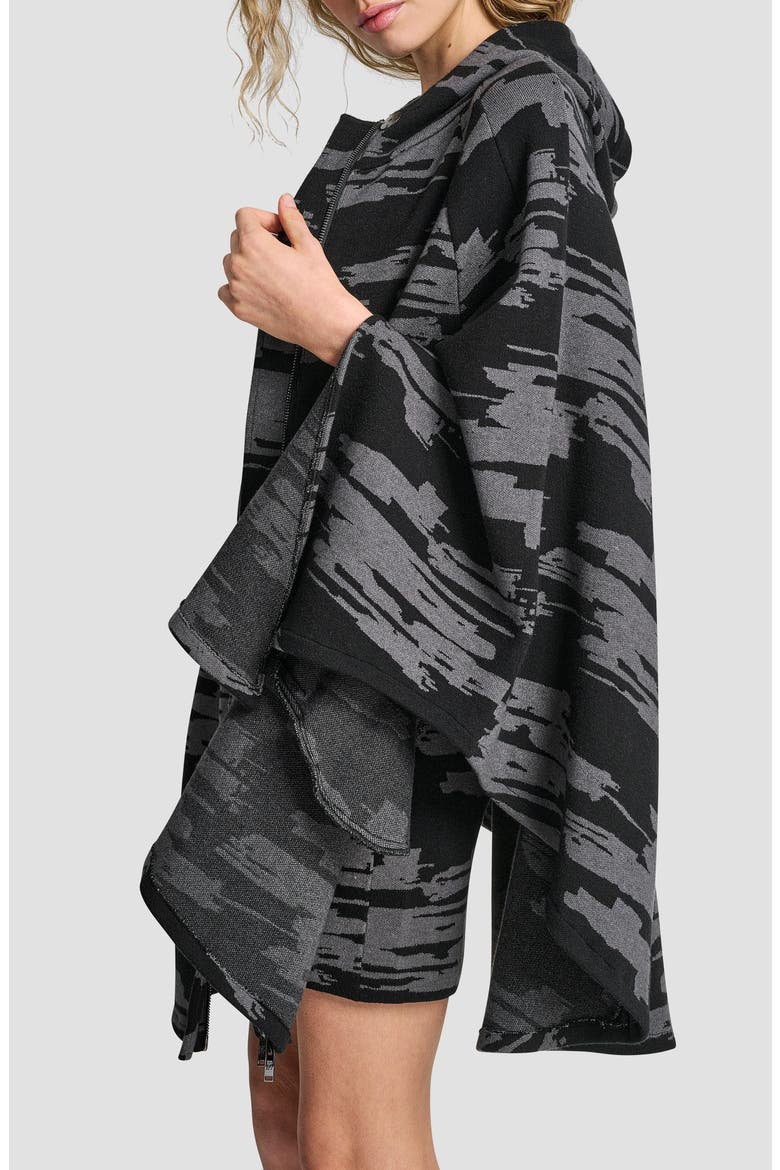 Knit Sweater Cape, Alternate, color, BLACK/ GRAPHITE