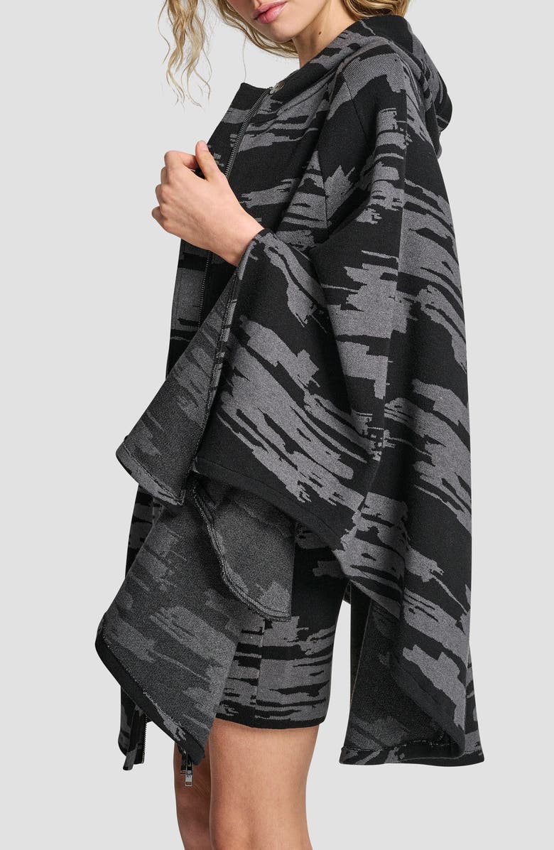 DKNY Knit Sweater Cape, Alternate, color, Black/ Graphite