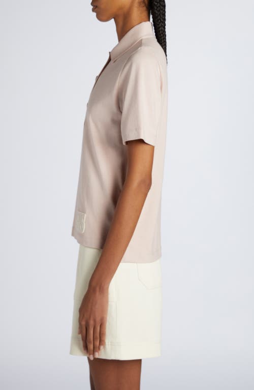 Moncler Short Sleeve Cotton Polo In Pink