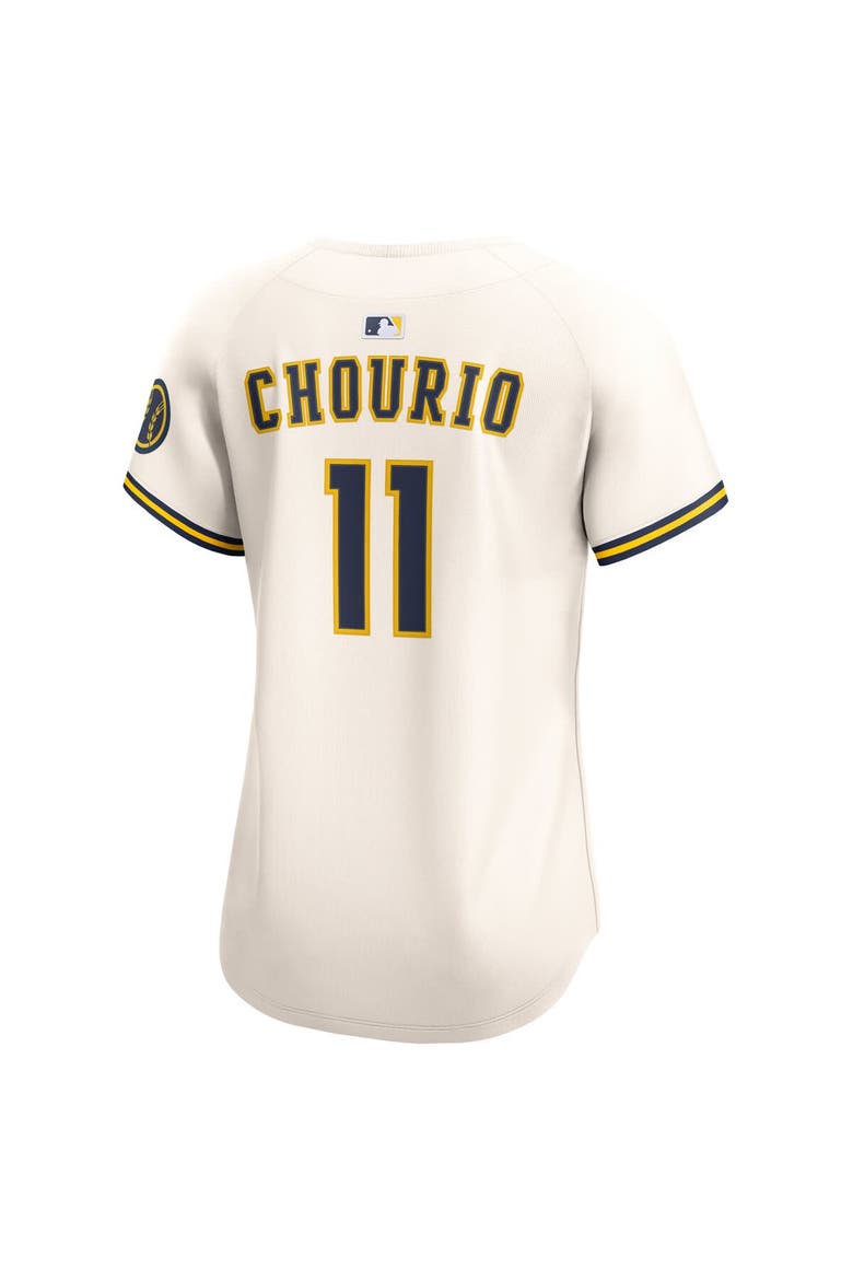Women's Nike Jackson Chourio Cream Milwaukee Brewers Home Limited Player Jersey, Alternate, color, Cream