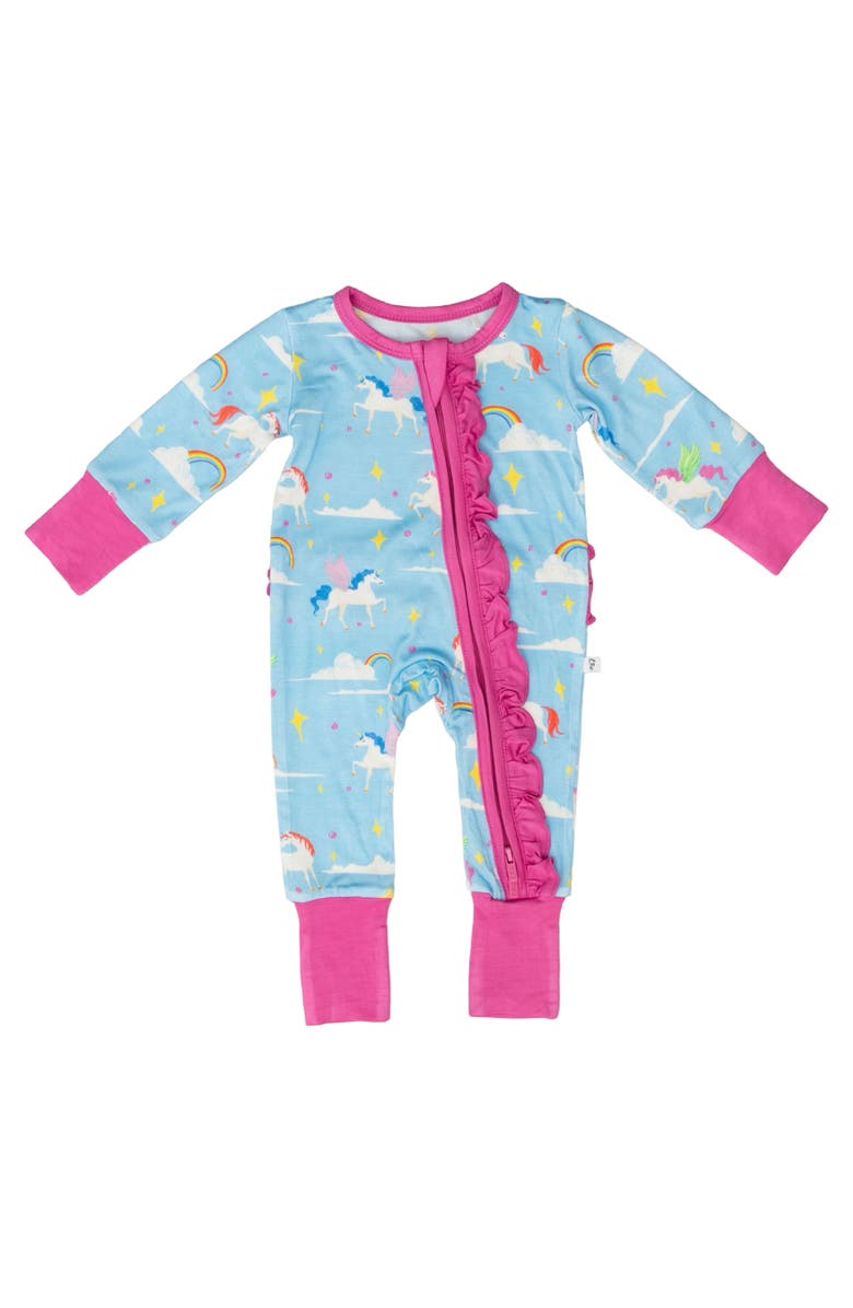 Laree + Co Sage Ruffle Convertible Footie, Main, color, Blue